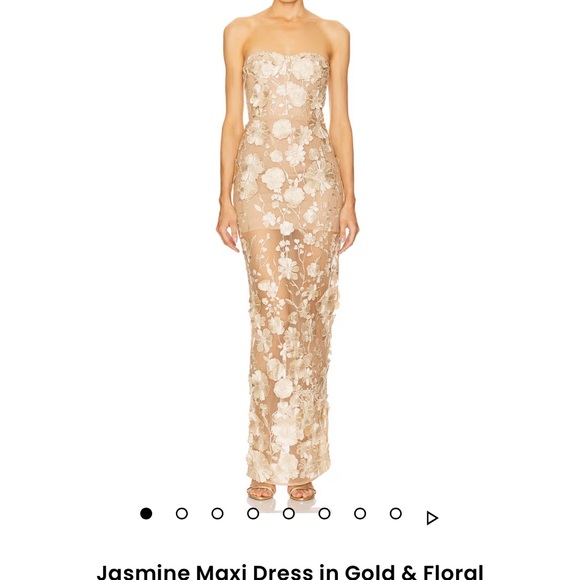 Bronx and Banco Strapless Gold Floral Dress - Picture 1 of 5